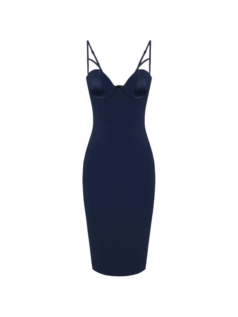 Elisabetta Franchi dress in lightweight crêpe and satin fabrics