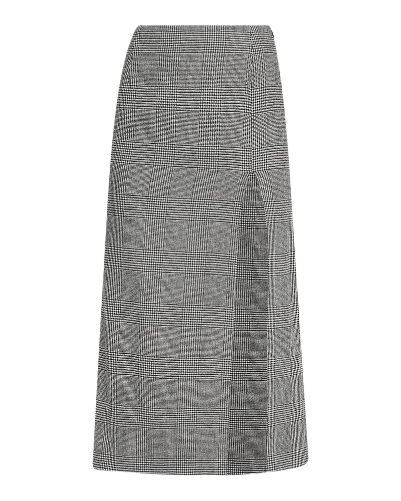 Glen Plaid Wool-Cashmere Slit Midi Skirt