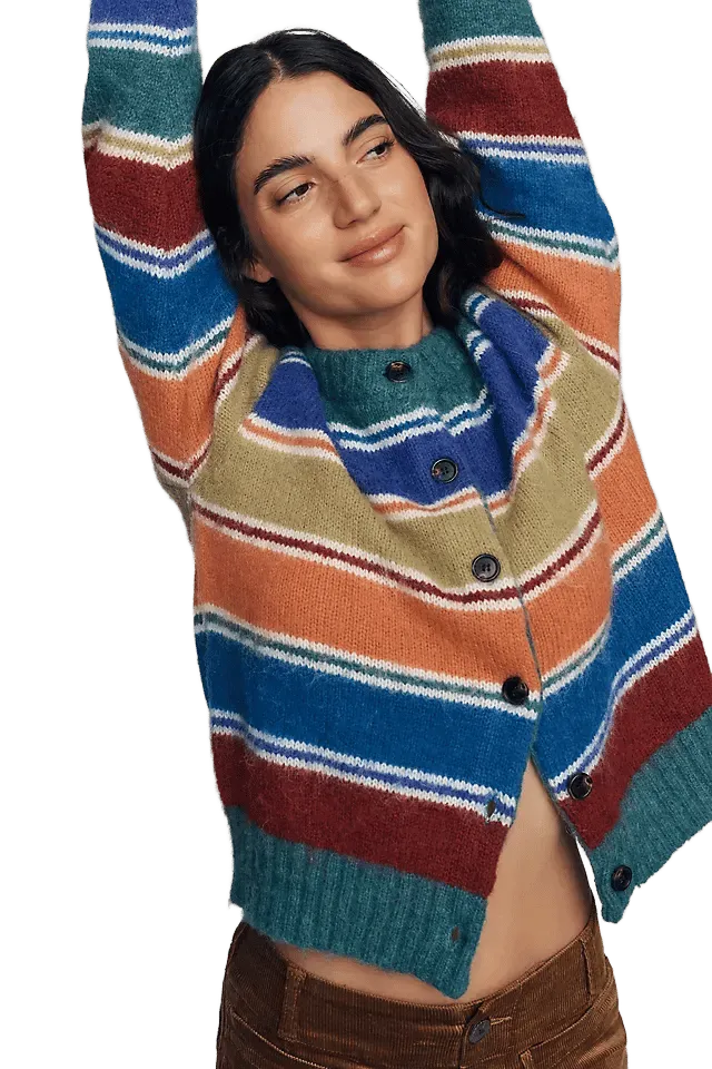 RAISONNEL Striped Crew Cardigan