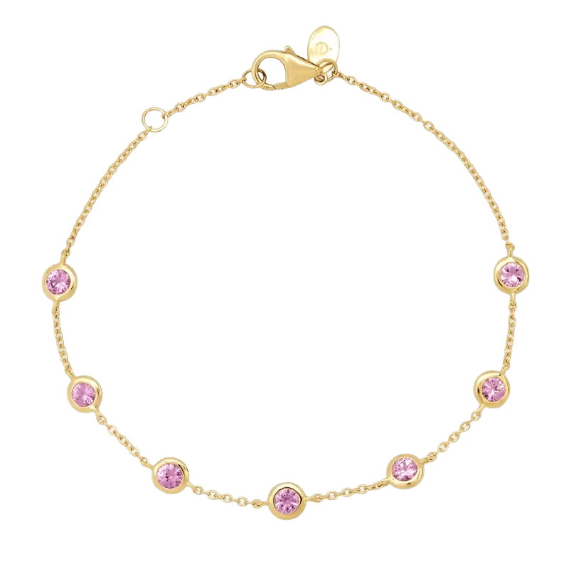 Pink Sapphire Bezel Set Bracelet