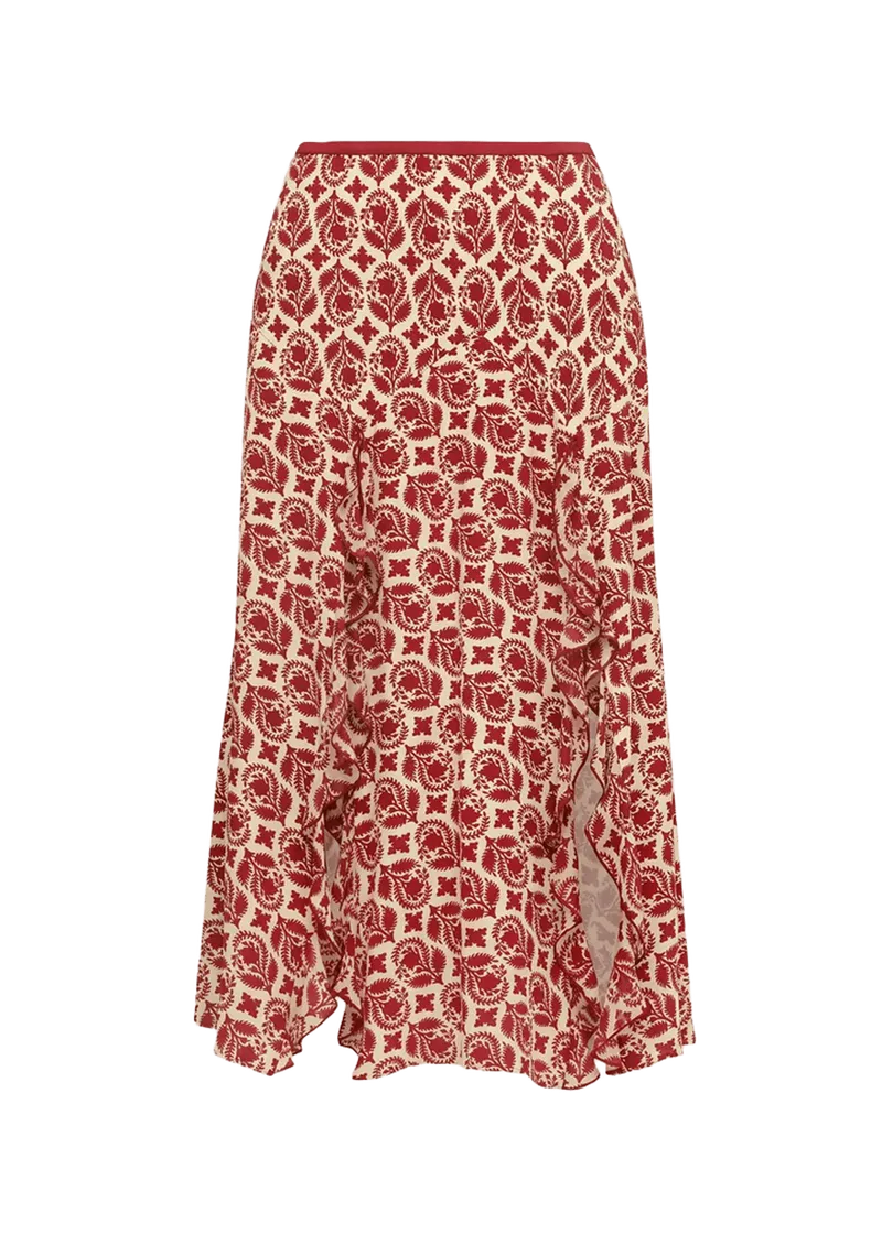 Heavenly Floral-Print Ruffle Midi Skirt