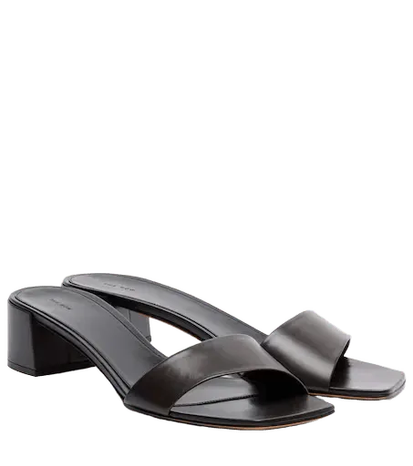 Chocolate leather mules