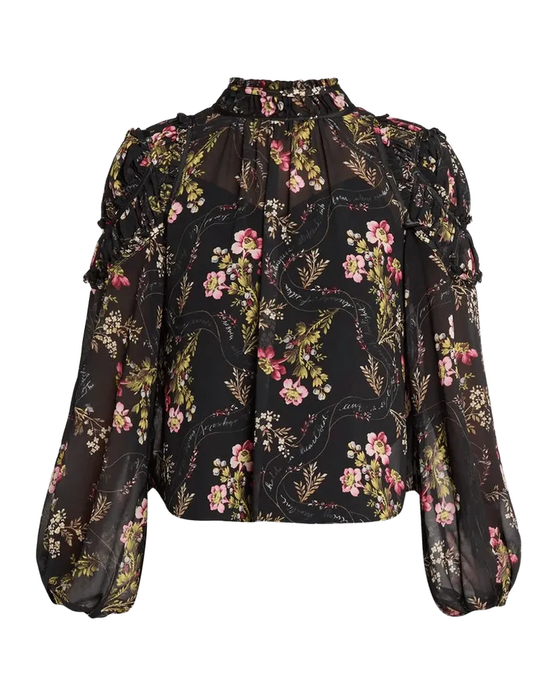 Long-Sleeve Love Letter Floral Blouse