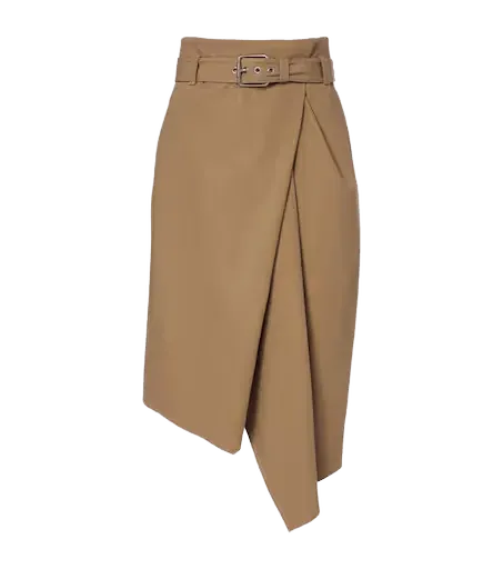 Asymmetric cotton midi skirt
