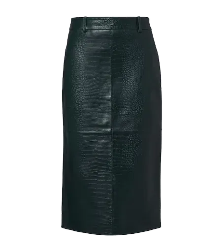 Taney croc-effect leather pencil skirt