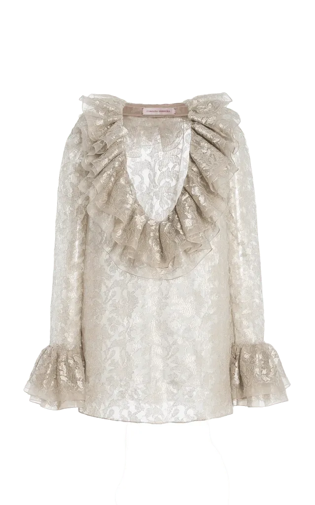 U-Neck Lurex Floral Lace Top