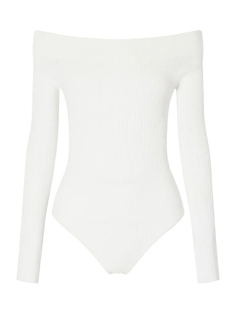Off-the-shoulder ribbed-knit bodysuit