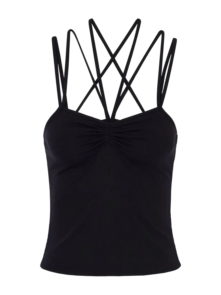 Nadia multi-strap ribbed stretch-modal tank