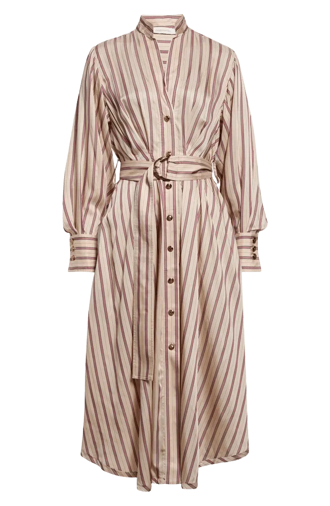 Valiant Stripe Long Sleeve Midi Shirtdress