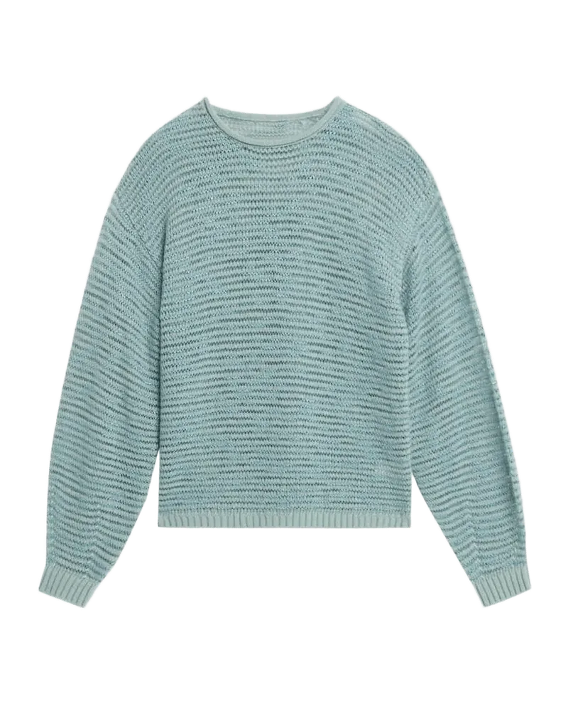 Open Stripe Crewneck Sweater