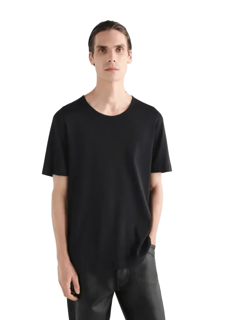 U-NECK TEE IN RIB JERSEY