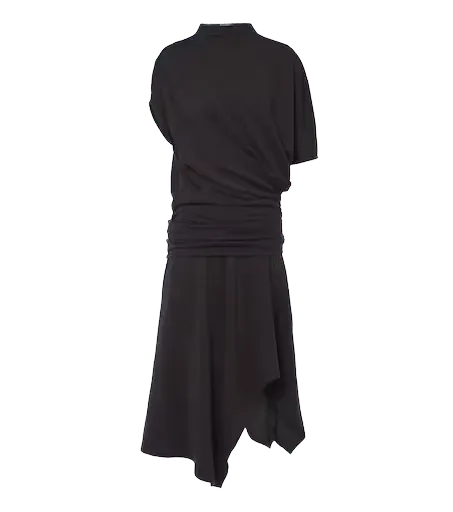 Gathered wool-blend dress