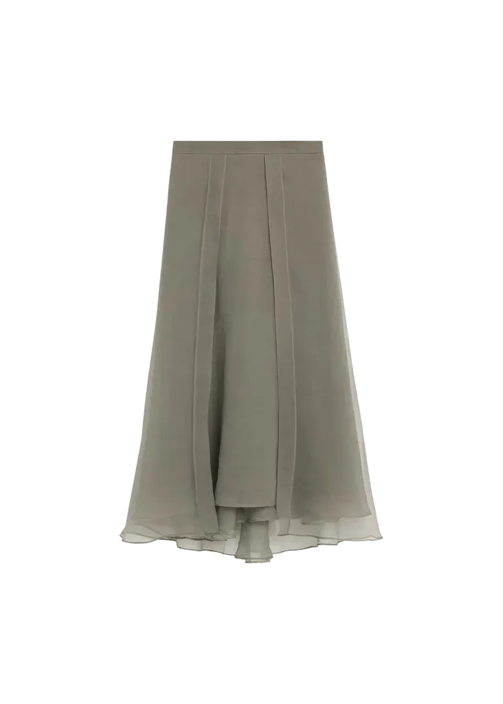 Brunello Cucinelli Layered Crispy Silk Maxi Circle Skirt