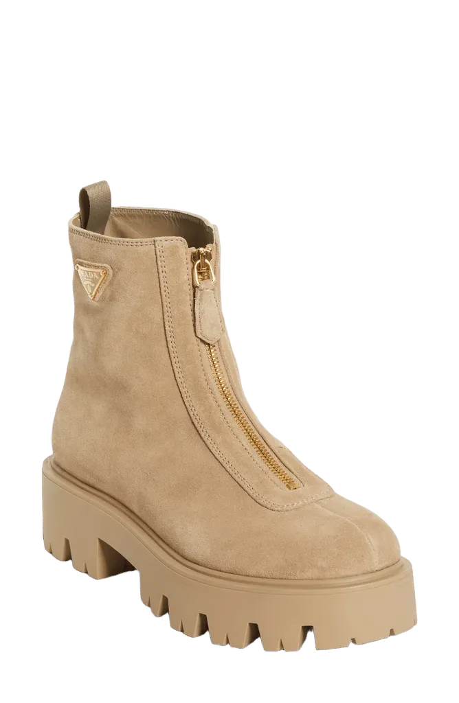 Zip Front Lug Bootie