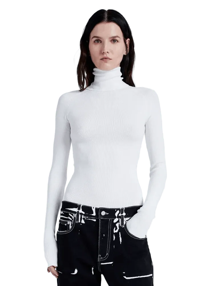 Fox Top In Matte Viscose Rib - White