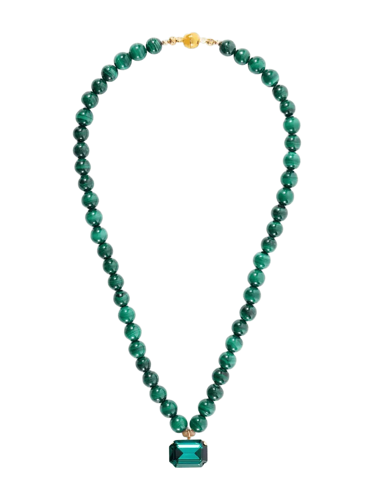 Sidonie gold-tone malachite and crystal necklace - green - One Size