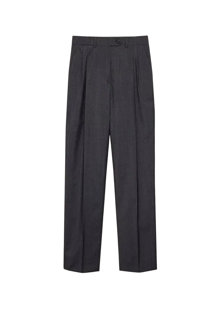Pleated Mohair-Wool Straight-Leg Trousers