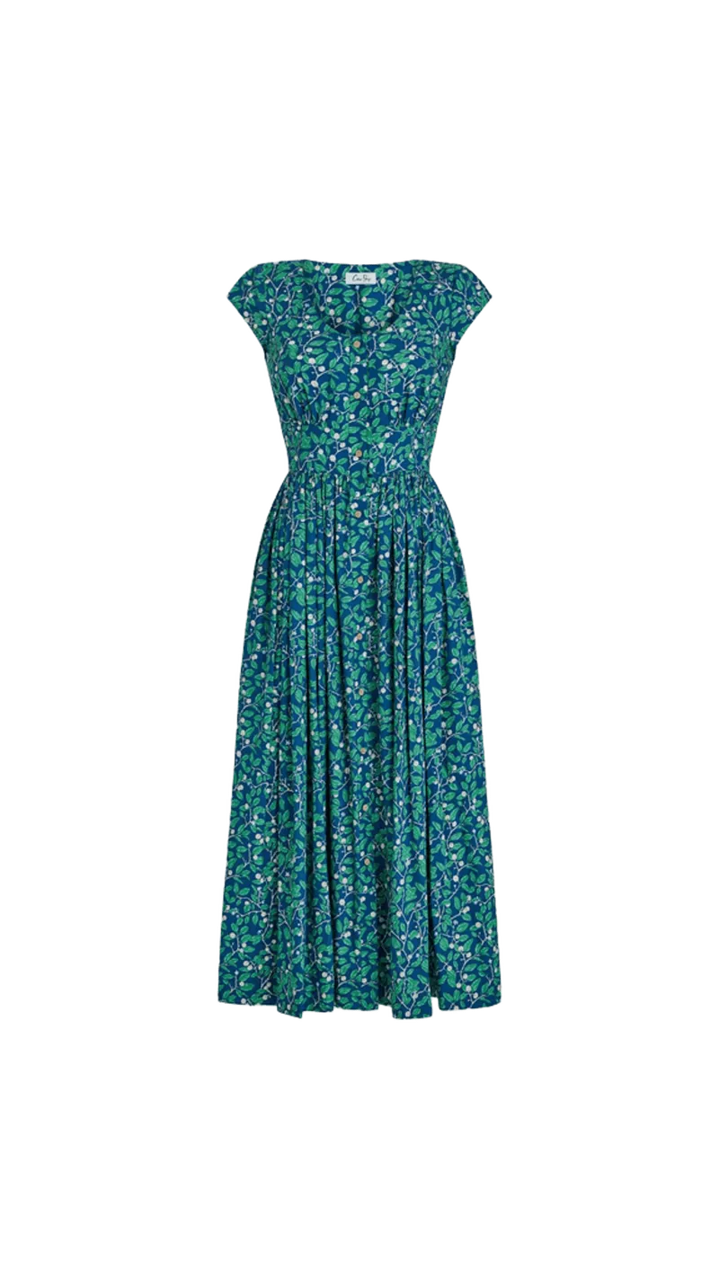 Mary Dress in Dark Blue Limes