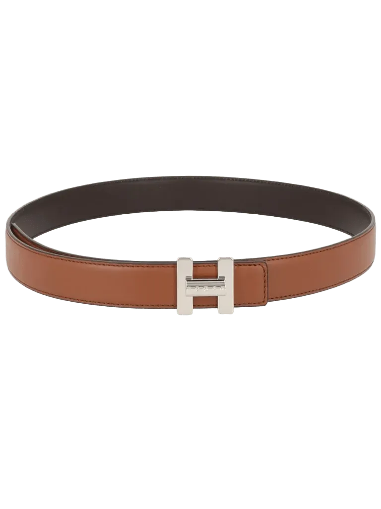 Hogan Leather T-Buckle Belt — Brown