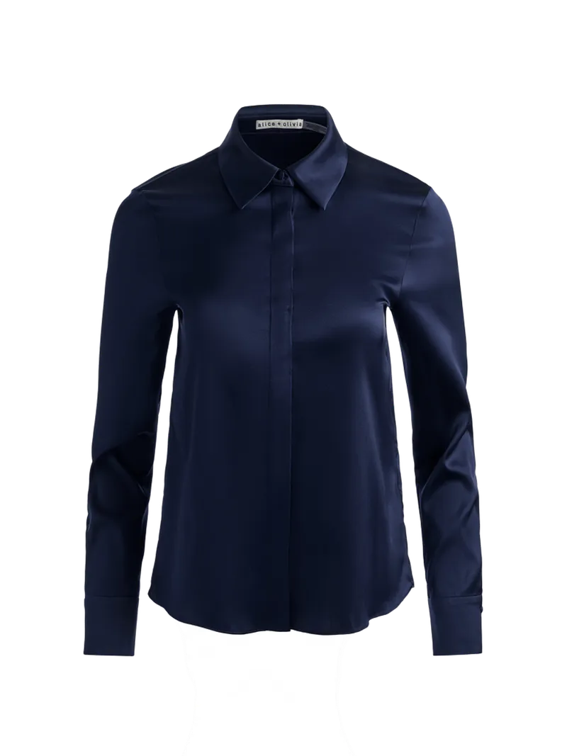 BRADY SILK BLOUSE - MIDNIGHT BLUE
