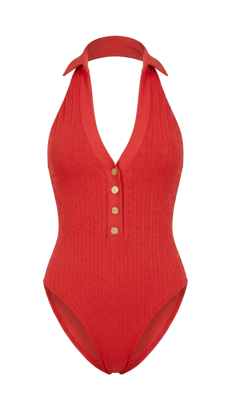 Collard One Piece with Gold Branded Buttons