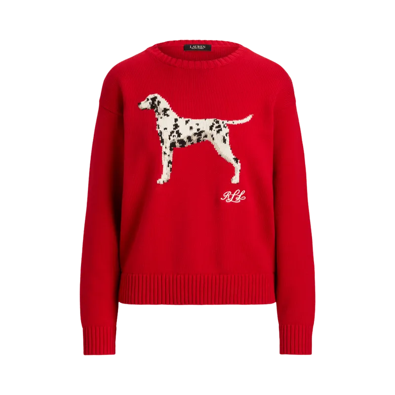 Intarsia-Knit Dalmatian Cotton Sweater