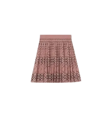 Pleated Check Cotton Nylon Skirt