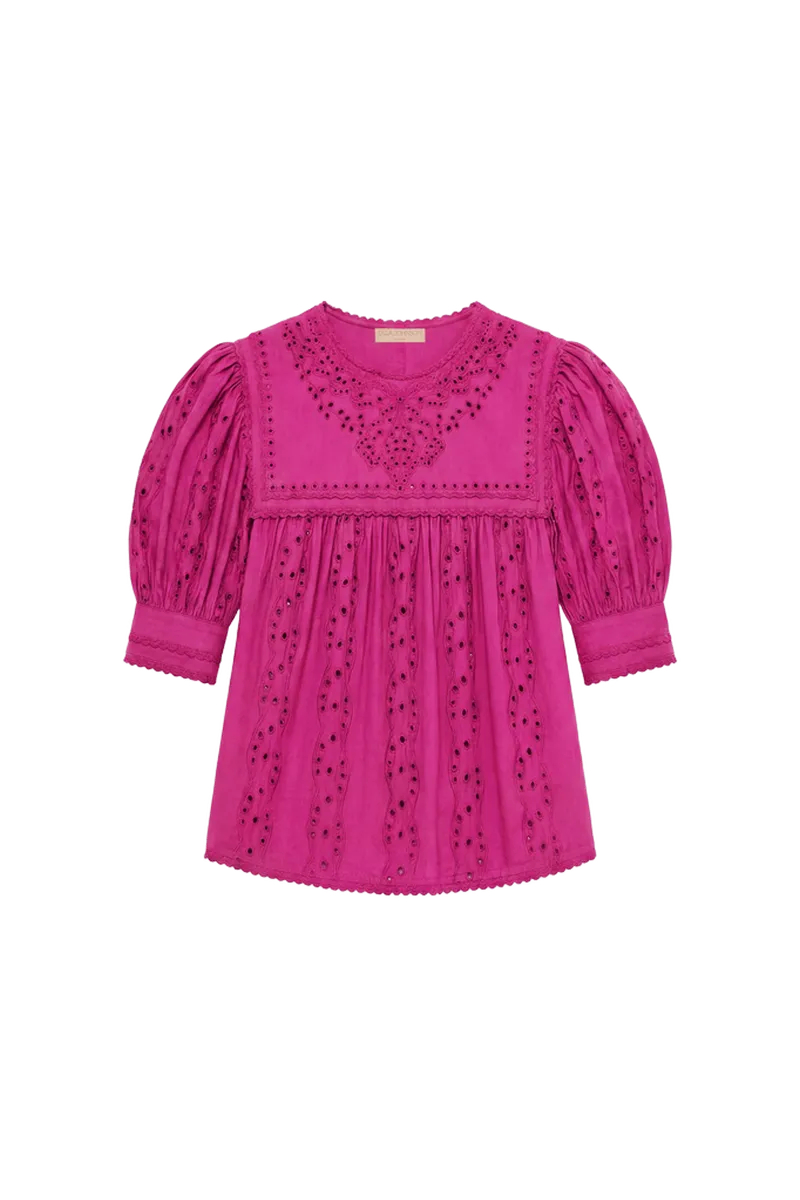 Una Short Sleeve Cotton Top - Orchid