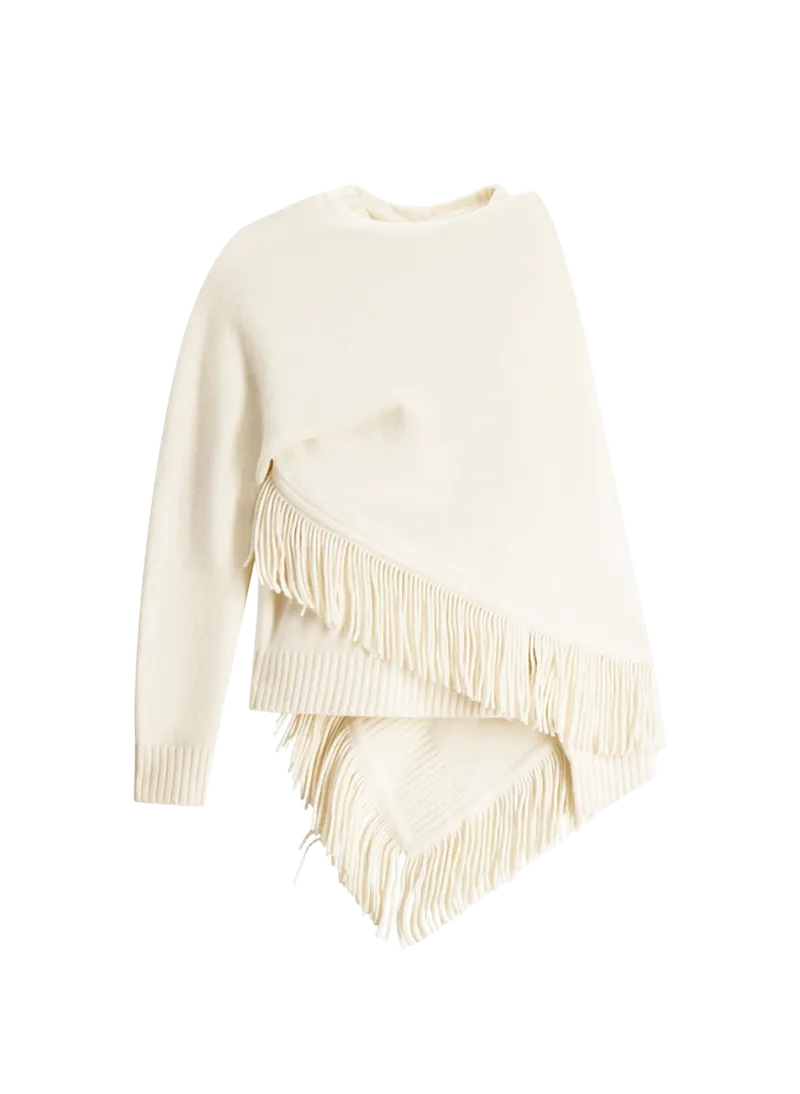 Miles Draped Wool Fringe Sweater