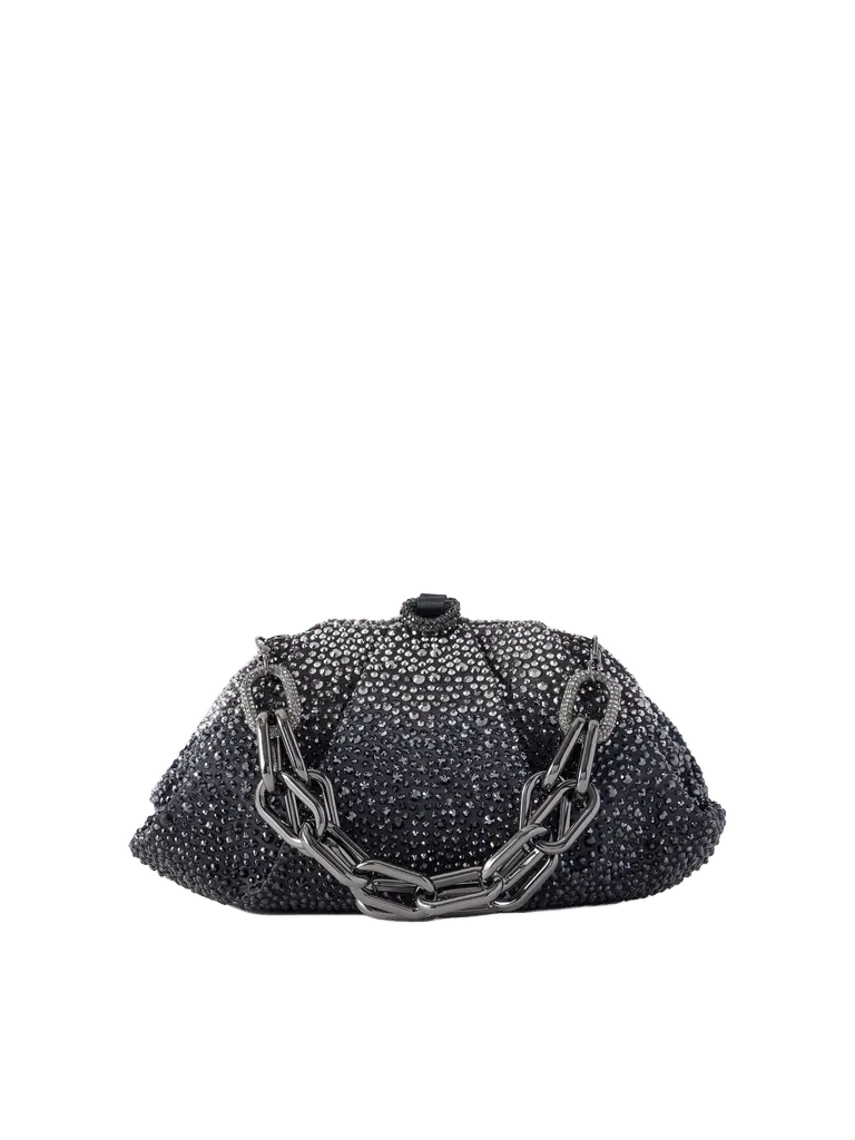 Gemma crystal-embellished silver-tone clutch - black - One Size
