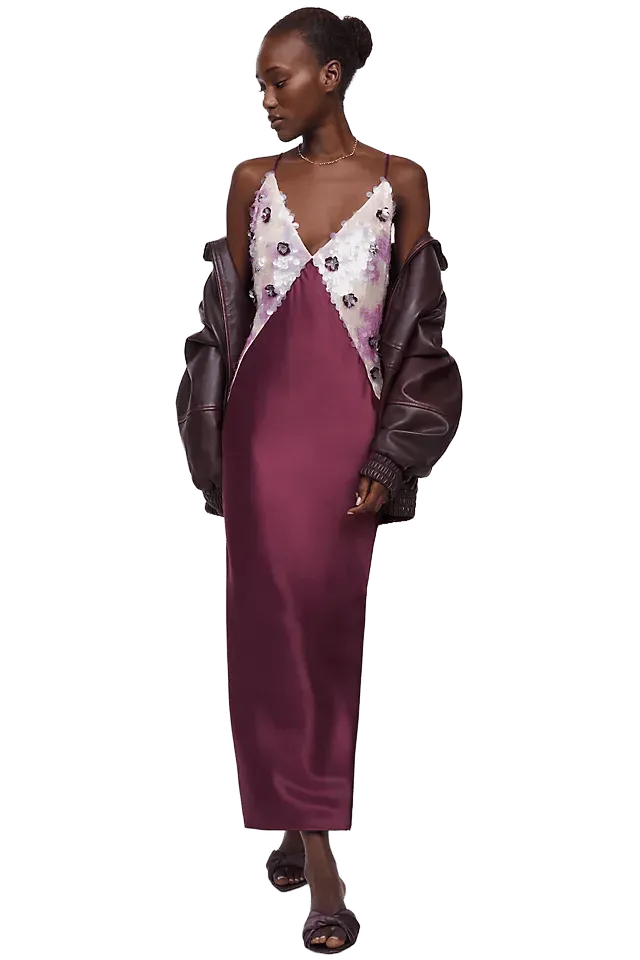 Maeve Sequin Slip Midi Dress
