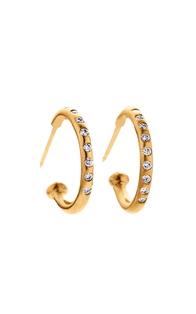 20K Peach Gold Signature Regular Diamond Hoops