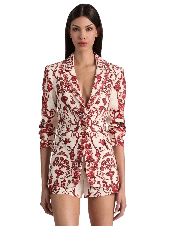 MACEY LINEN FITTED BLAZER - WINDING ROAD