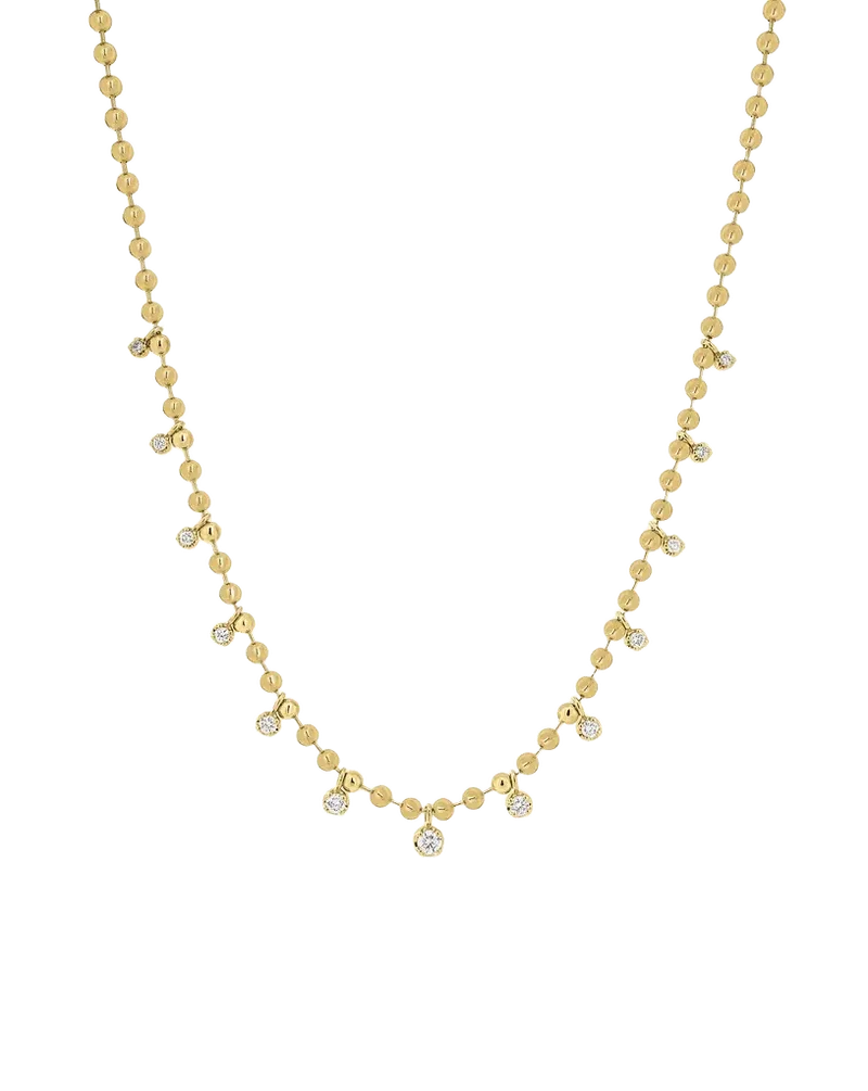 Bead Chain Necklace with Diamonds