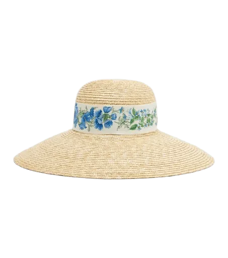 Scarf-detail raffia sun hat