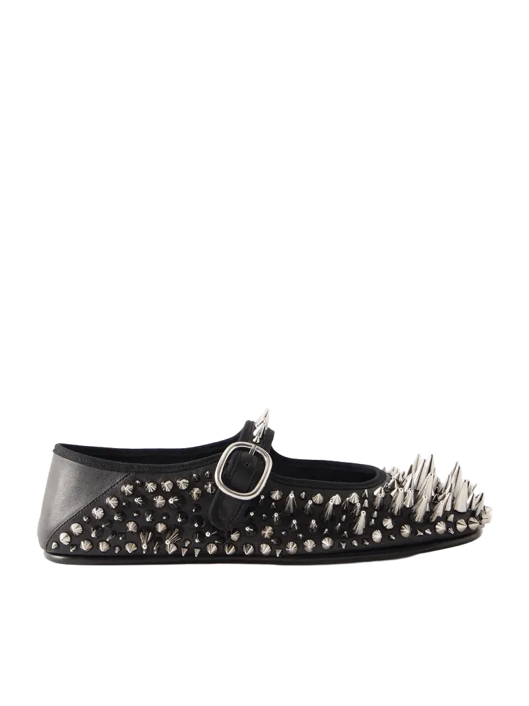 Veneziana studded leather Mary Jane ballet flats
