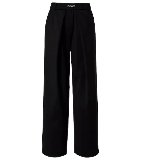 Logo wool mid-rise straight pants