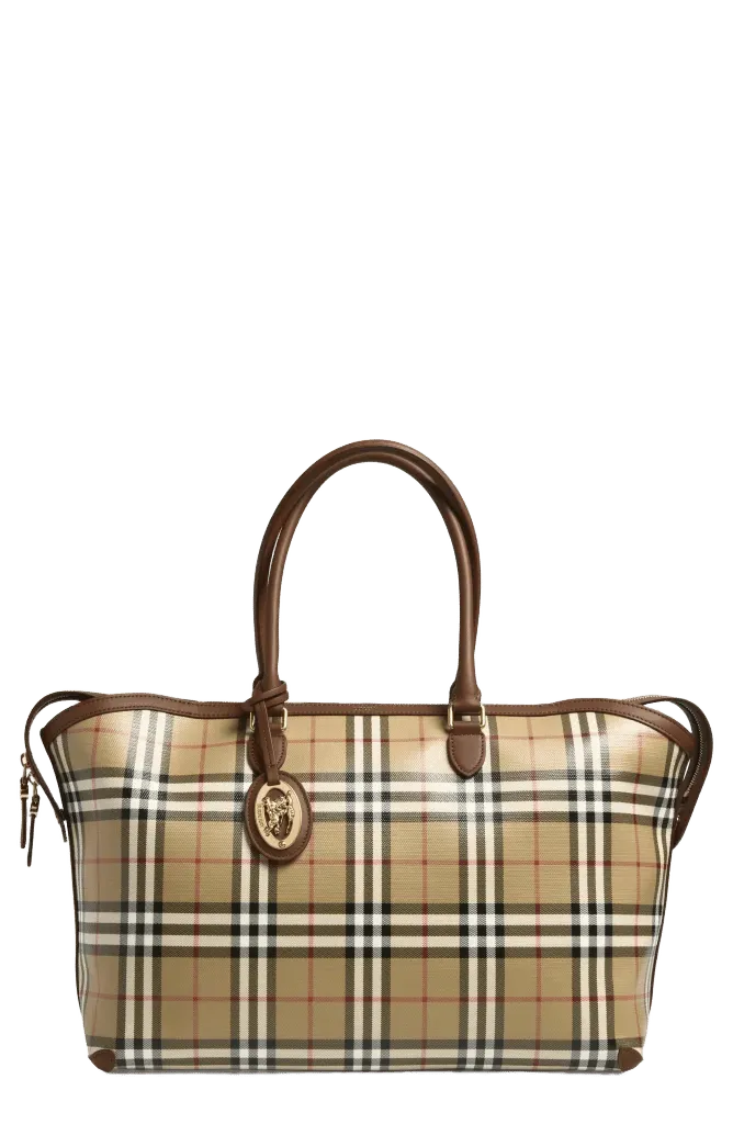 Check Coated Canvas Tote