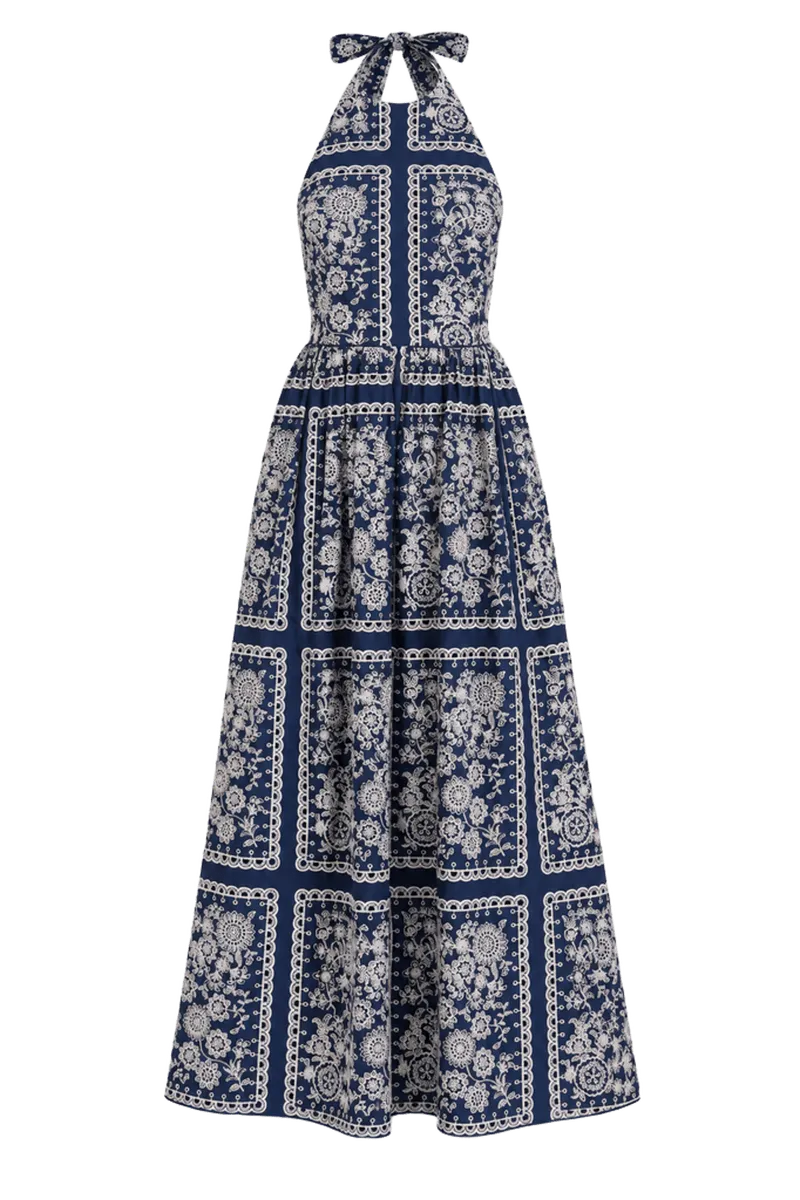Navy Embroidered Marcie Dress