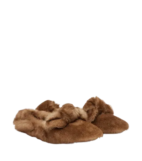 Carousel shearling ballet flats