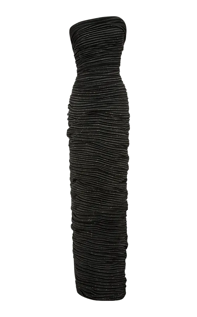Pleated Silk Satin Gown