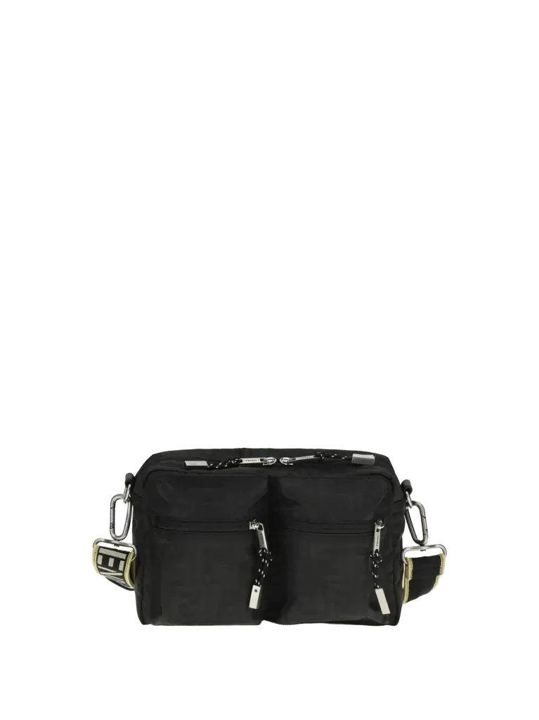 Fendi FF Monogram Fabric Camera Bag — Black