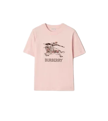 Knight Sketch Cotton T-shirt in Bouquet pink - Women | Burberry Official