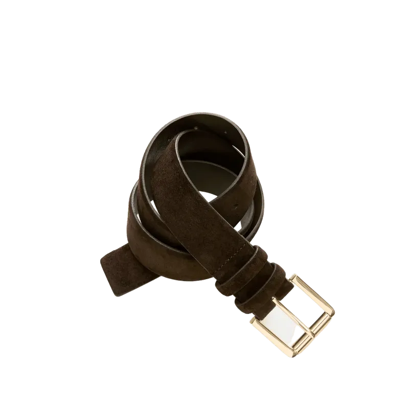 Suede roller-buckle belt