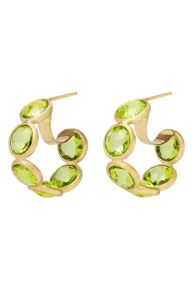 Jaipur Color 18k Gold Peridot Hoop Earrings