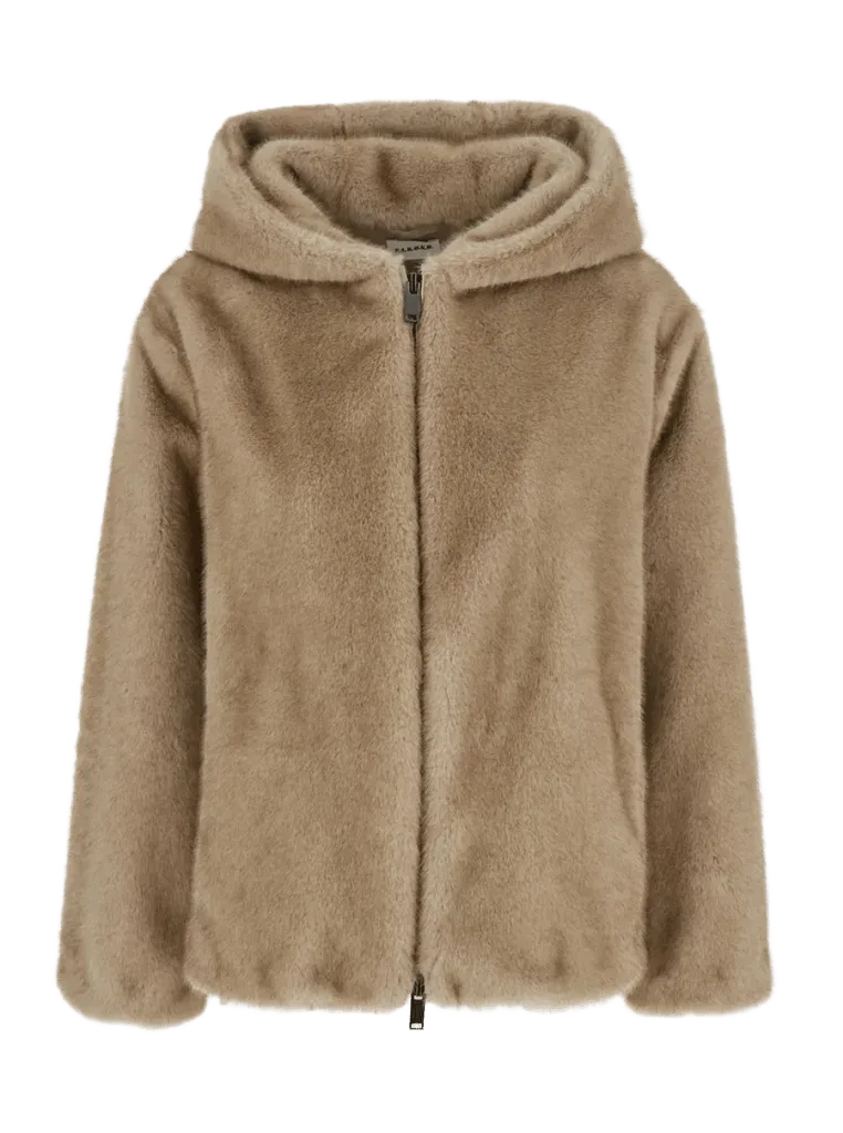 P.A.R.O.S.H. Fuzzy Wool Blend Coat — Beige