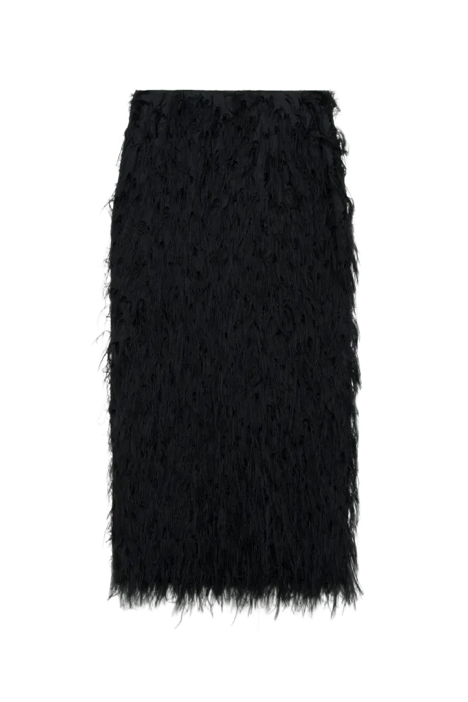 Jade Fringe Jacquard Midi Skirt