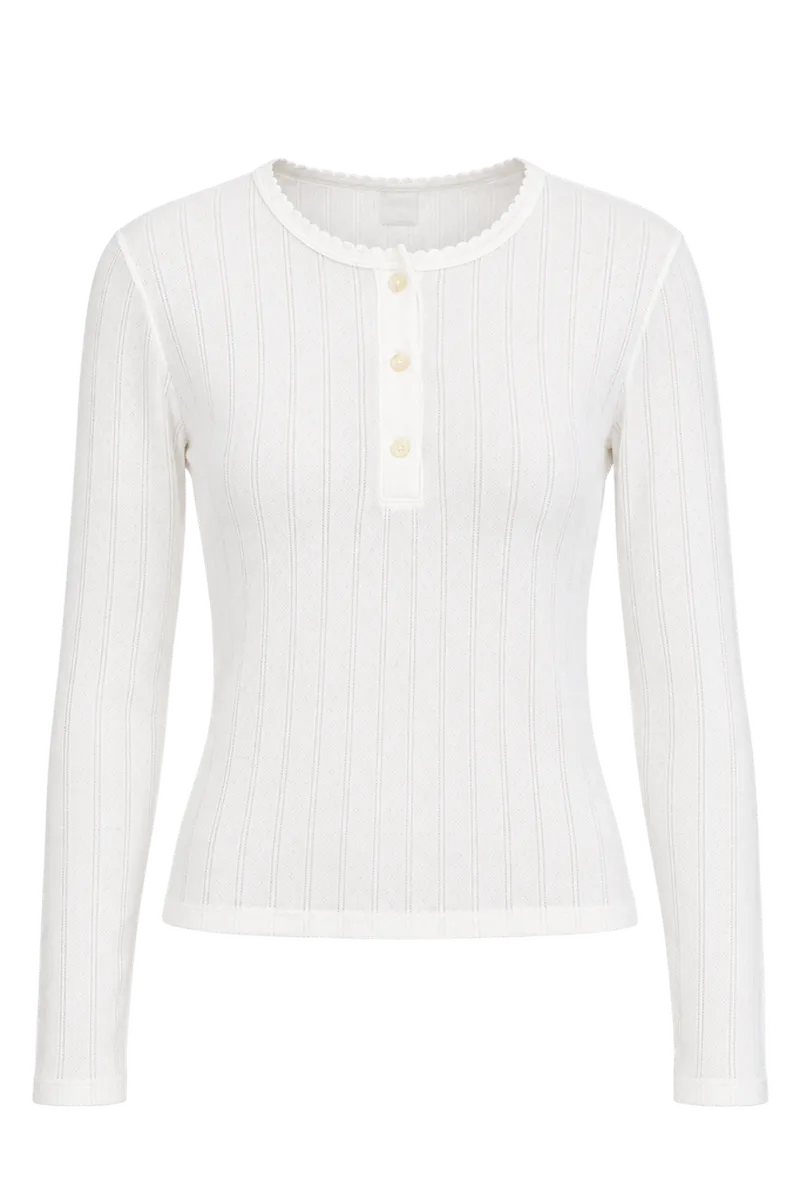 Pointelle Long Sleeve Henley
