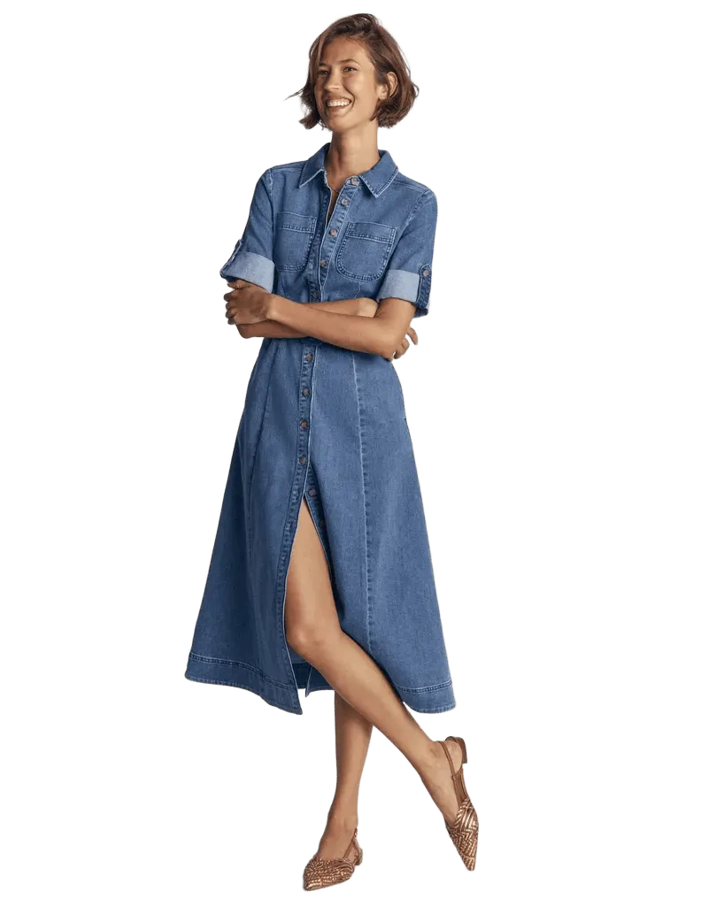 Denim Midi Shirt Dress