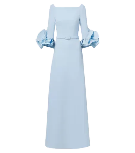 Belisa belted ruffled crêpe gown